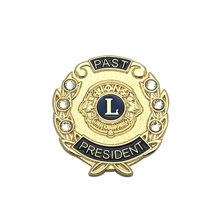 Lions Club Membership Lapel Pin with Laser Engraved Logo and Butterfly Clutch for Volunteer Recognition and Conventions