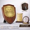 Luxury Wood and Metal Commemorative Plaque with Brass Plate, Custom Engraved Memorial Trophy for Retirement or Service Award