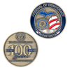 Centennial Legacy of Service American Legion Challenge Coin with Two-Tone Gold and Blue Enamel, Veterans Continuing Service Commemorative for Centennial Galas and Community Service Recognition