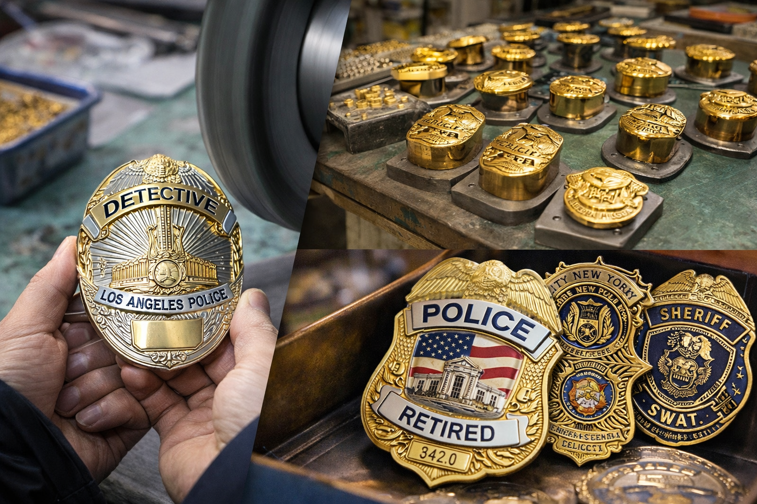Custom police badge production process Police badge mold and plating workshop