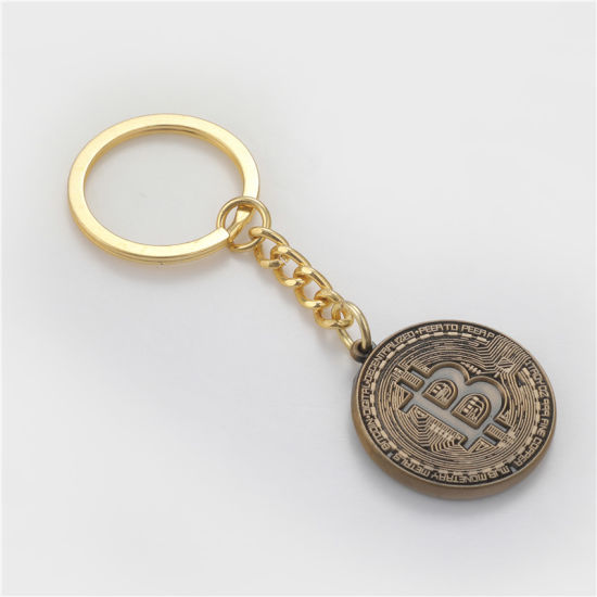 Custom Design Antique Gold Bitcoin Metal Souvenir Keychain