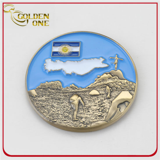 Custom Antique Silver Soft Enamel Metal Challenge Coin with Bottle Opener