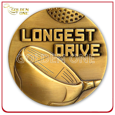 Custom High Quality Antique Brass 3D Embossed Coin