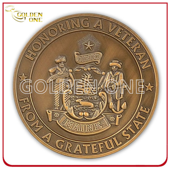 Promotion Gift Custom Metal Brass Antique Plated Military Challenge Souvenir Coin
