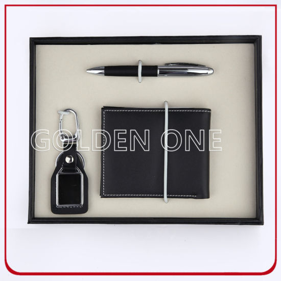 Leather Card Case And Keychain Gift Set