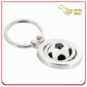 Football Design Nickel Plated Spinning Key Chain Soccer Shape custom metal keychain
