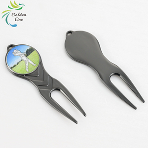 wholesale single double pronged forks golf accessories metal zinc alloy colorful repair golf divot tools
