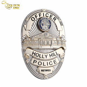 Honorary Gold Gilded Retirement Service Badge with High-Relief Stamping, Prestigious Police Department Commemorative Pin for Retirement Ceremonies and Memorial Events