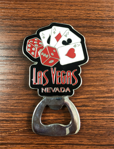 Wholesale Printing Logo Zinc Alloy Silver Modern Hotel Metal Fridge Magnet Bottle Opener For Las Vegas