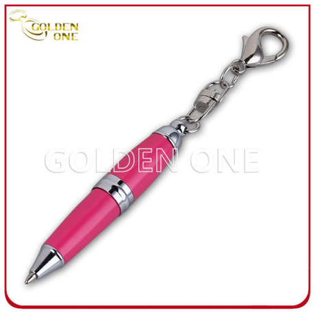 Fashion Design Shiny Metal Ball Pen with Key Chain