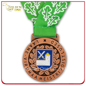 Customized 3D Gold Plated Medallion with Printed Lanyard