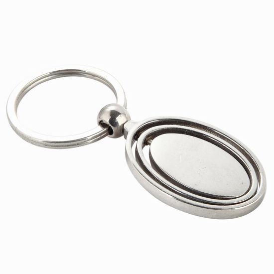 Spinning Metal Keychain with Epoxy Domed Logo