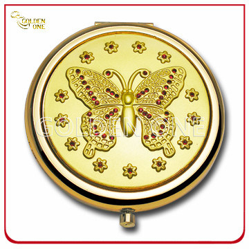 Lady′s Gift Custom Embossed Gold Plated Metal Gift Mirror