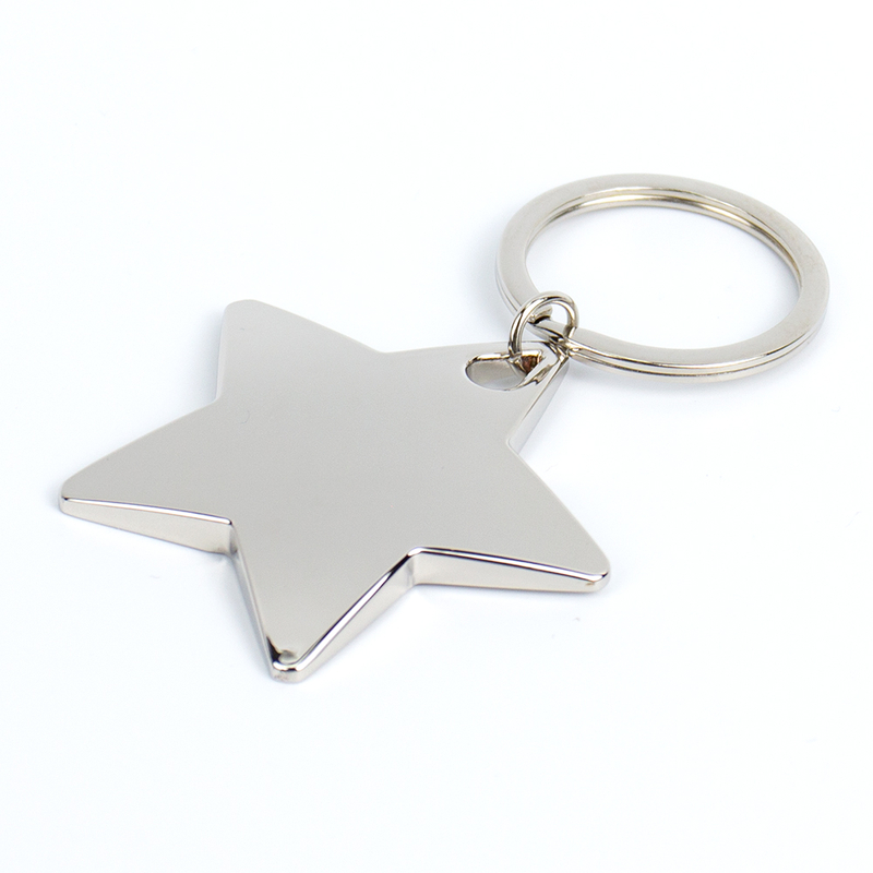 Luxury Polished Stainless Steel Star-shaped Blank Keychain, Suitable for Sticker Epoxy Resin Or Printed Logos, Elegantly Packaged with A Velvet Pouch And Paper Box