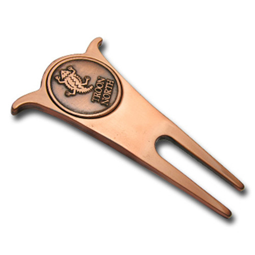 Custom 2D Logo Zinc Alloy Golf Divot Tool with Iron Ball Marker, Professional Divot Repair Fork Pitch Fork for Golfers in Velvet Pouch