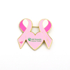 Gold Plated Pink Ribbon Breast Cancer Awareness Pin with Hard Enamel Finish for Charity Events and Survivor Support Fundraisers