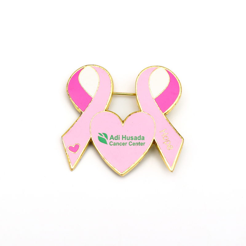 Gold Plated Pink Ribbon Breast Cancer Awareness Pin with Hard Enamel Finish for Charity Events and Survivor Support Fundraisers