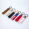 Custom Logo Luxury PU Leather Keychain with Glossy Oil Edge and Cardboard Box for Corporate Branding Gifts