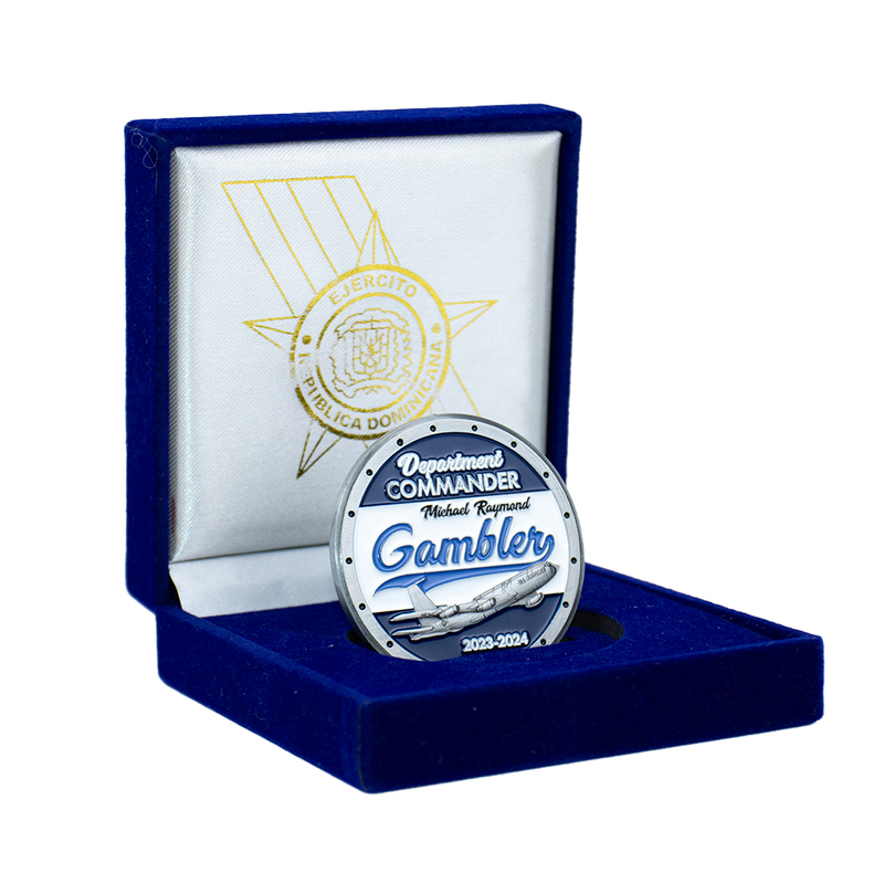 Dual-Textured Personalized Commander Challenge Coin with 3D Raised Lettering and Color-filled Emblem, Zinc Alloy Tenure Commemorative for Leadership Recognition and Service Commemoration