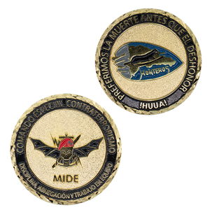 Mountain Assault Monteros Challenge Coin with Antique Copper Finish and 3D Raised Battle Cry, Tactical Special Forces Commemorative for Mountain Warfare Training and Raid Celebrations