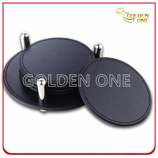 Round Shape PU Leather Coaster Set Five in One