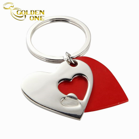 Promotional Gift Heart Shape Blank Nickel Plated Metal Key Holder