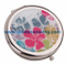 Customized Printed Round Shape Double Sided Leather Makeup Mirror
