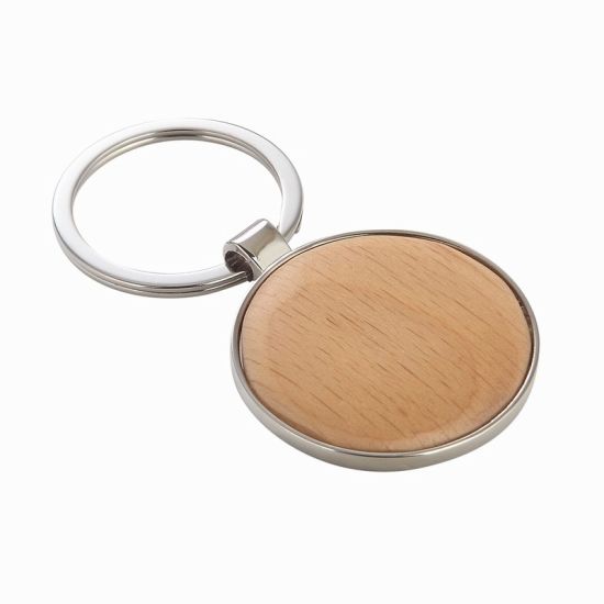 Novel Design Fine Quality Oval Shape Wooden Key Ring