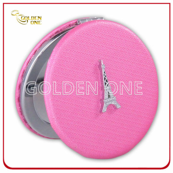 New Design Custom Printed Leather Pocket Mirror with Glitter