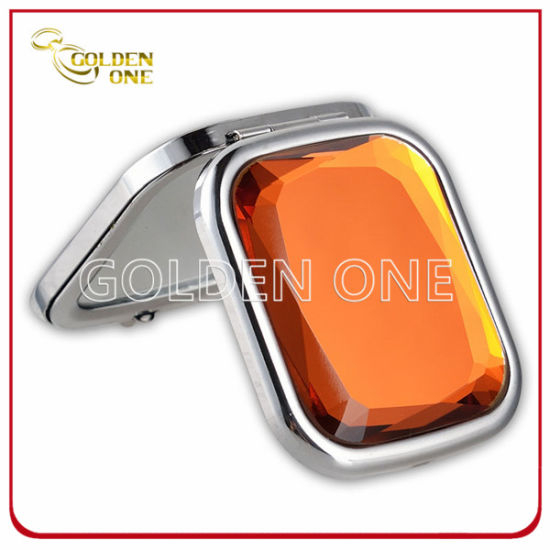 Promotional Gift Shiny Crystal Folding Metal Pocket Mirror