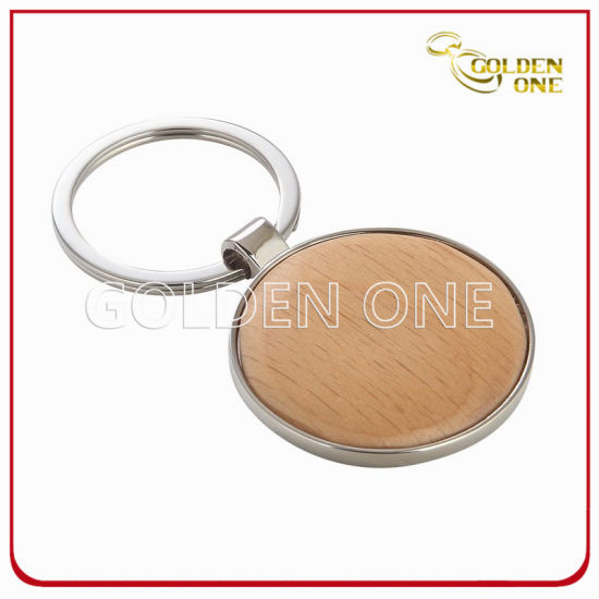 Custom Design Good Process Round Shape Wooden Keychain