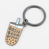 customized cute hard enamel boba bubble milk tea  keyrings pendant custom boba bubble tea keychain