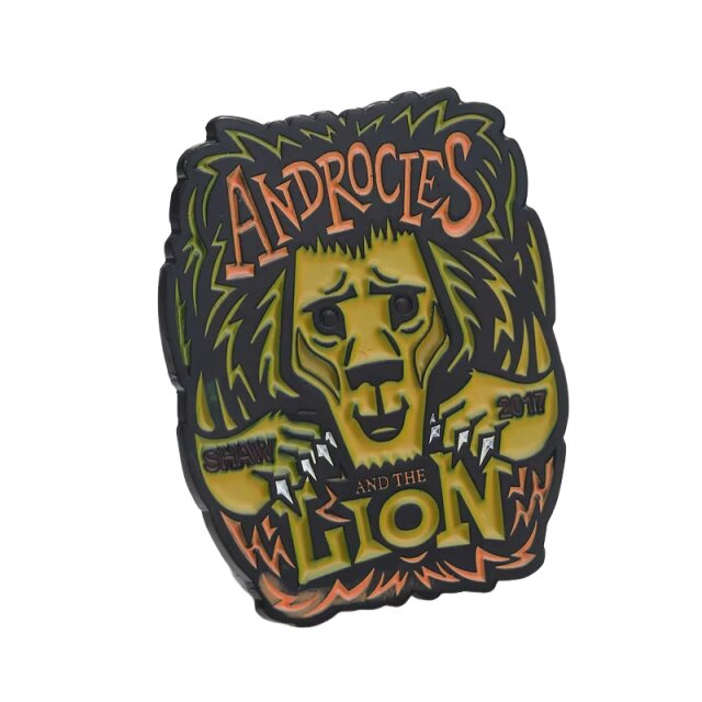 Personalized Lion Club Emblem Pin with Antique Brass Finish and Deluxe Clutch for Awards Ceremonies and Fundraising Events
