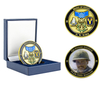 Police Challenge Coin with Iron Material Flat Edge and Velvet Box for Law Enforcement Recognition and Department Events