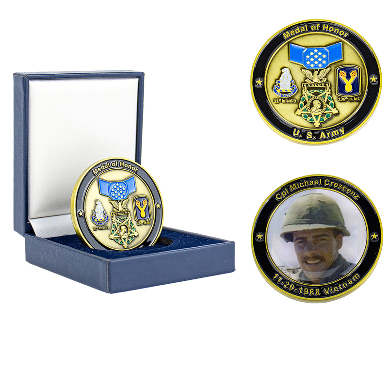 Police Challenge Coin with Iron Material Flat Edge and Velvet Box for Law Enforcement Recognition and Department Events