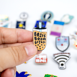 Trendy Boba Tea Inspired Lapel Pin Sassy Text Design Badge for Bubble Tea Lovers, Pop Culture Accessory and Ironic Fashion Statement