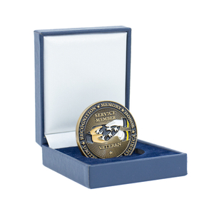 Honor Veteran Memorial Challenge Coin with Two-Tone Plated Gold and Blue, Service Recognition Commemorative Coin for Veteran Appreciation and Service Memory Display