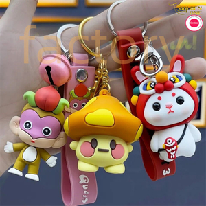 Free Samples Customised Pig Girls Light Cute Fruit Vegetable PVC Soft Kids Toy Pendant Metal Keychain