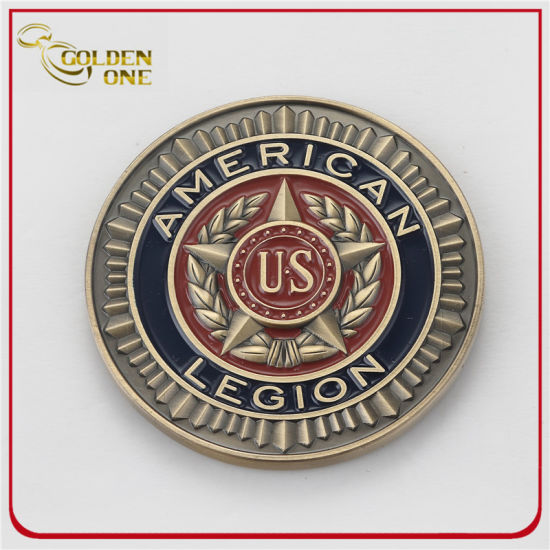 Custom Antique Silver Soft Enamel Metal Challenge Coin with Bottle Opener