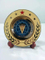 Custom Shape Engraved Logo Souvenir Metal Plaque with Wooden Base