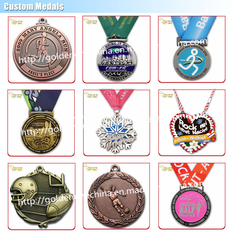 Customized Die Casting Gold Plated Metal Badge with Ribbon