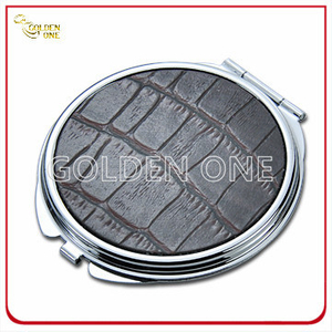 Fashion Chrome Plated Make up Mirror with Leather Cover