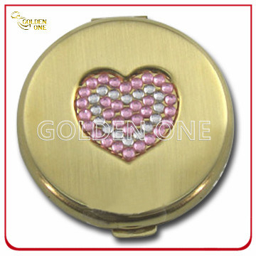 Decoration Crystal Stone Embossed Gold Plated Metal Mirror