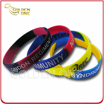 Hot Sale Custom Colorful Segmented Printed Logo Silicone Wristband