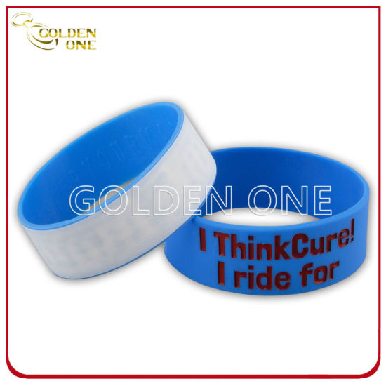 1 Inch Custom Debossed Color Fill Silicone Bracelet