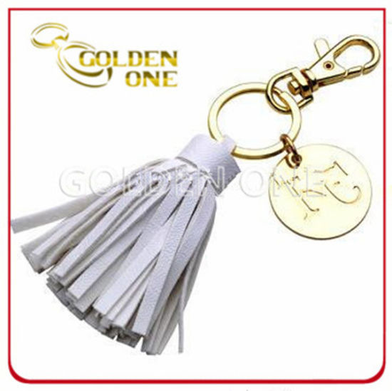 Promotion Tassel Style Leather Key Chain with Metal Pendant