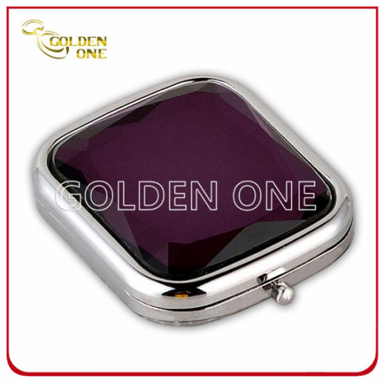 Promotional Gift Shiny Crystal Folding Metal Pocket Mirror