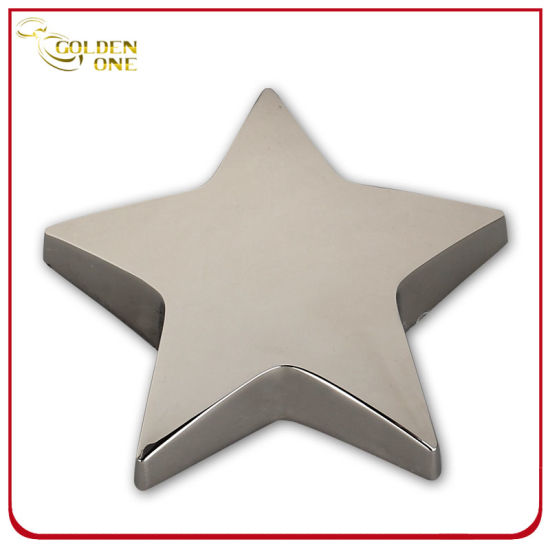 Custom Nickle Plated Engraving Metal Star Shape Paper Weight