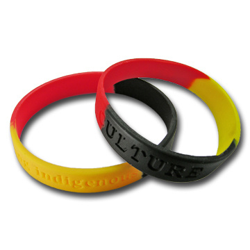 Personalized Colour Mixture Silk Screen Embossed Rubber Wristband