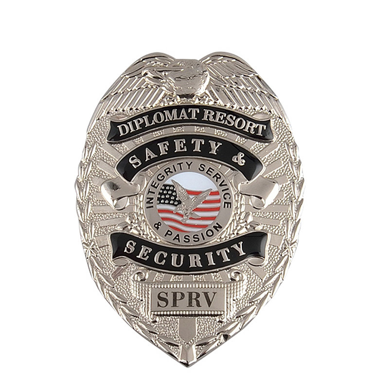 Souvenir Gift Custom Logo 3D Gold Plated Navy Enamel Security Officer Military Metal Police Badge